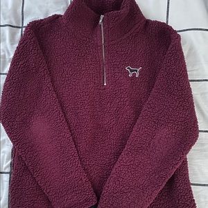 PINK Maroon Sherpa Quarter-Zip